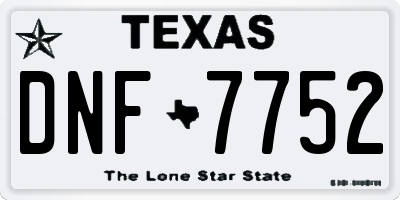 TX license plate DNF7752