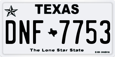 TX license plate DNF7753