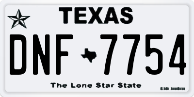 TX license plate DNF7754