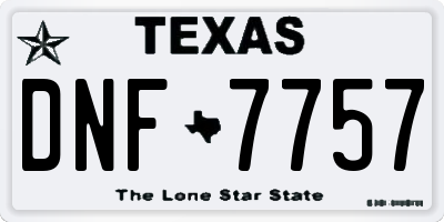 TX license plate DNF7757