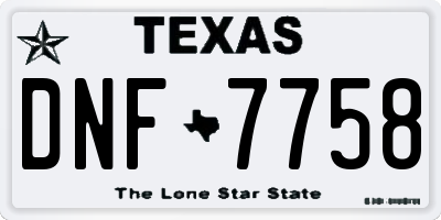 TX license plate DNF7758
