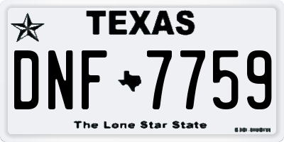 TX license plate DNF7759