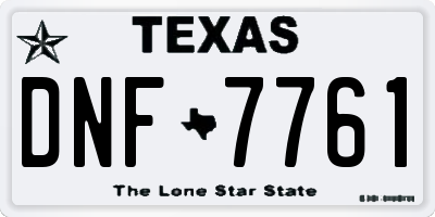 TX license plate DNF7761