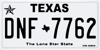 TX license plate DNF7762