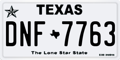 TX license plate DNF7763