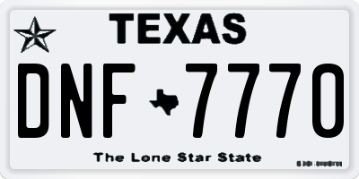TX license plate DNF7770