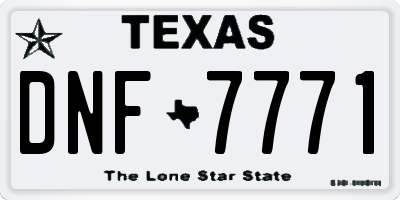 TX license plate DNF7771