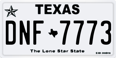 TX license plate DNF7773