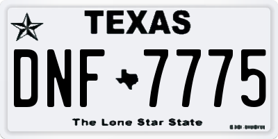 TX license plate DNF7775