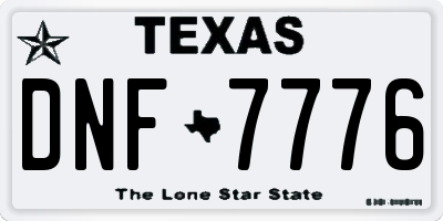 TX license plate DNF7776
