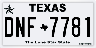 TX license plate DNF7781
