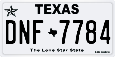 TX license plate DNF7784