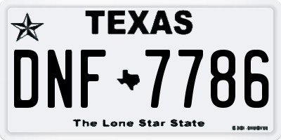 TX license plate DNF7786