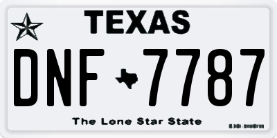 TX license plate DNF7787