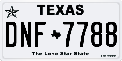 TX license plate DNF7788
