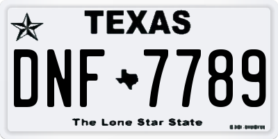 TX license plate DNF7789