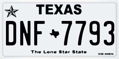 TX license plate DNF7793