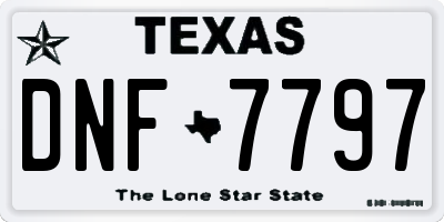 TX license plate DNF7797