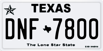 TX license plate DNF7800