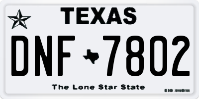 TX license plate DNF7802