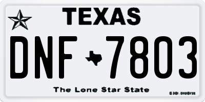TX license plate DNF7803