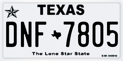 TX license plate DNF7805