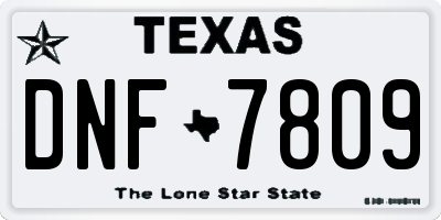 TX license plate DNF7809