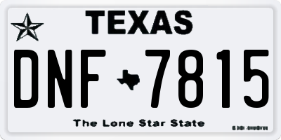 TX license plate DNF7815