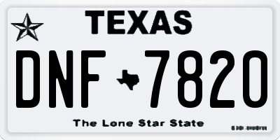 TX license plate DNF7820