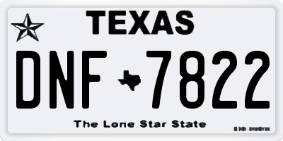 TX license plate DNF7822