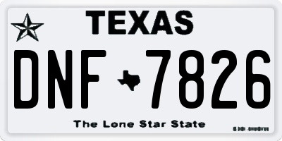 TX license plate DNF7826