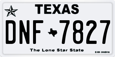 TX license plate DNF7827