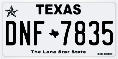 TX license plate DNF7835
