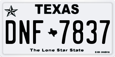 TX license plate DNF7837