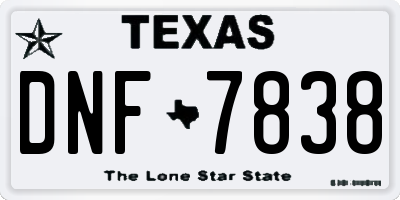 TX license plate DNF7838