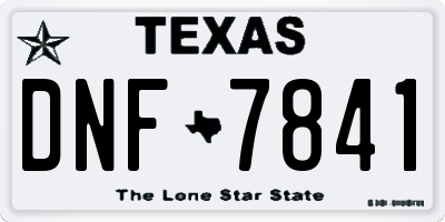 TX license plate DNF7841