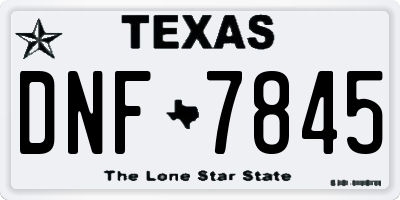 TX license plate DNF7845