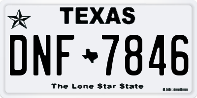 TX license plate DNF7846