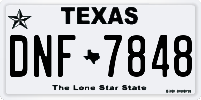 TX license plate DNF7848