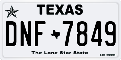 TX license plate DNF7849
