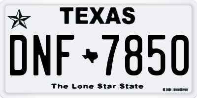 TX license plate DNF7850