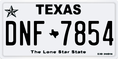 TX license plate DNF7854