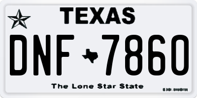 TX license plate DNF7860
