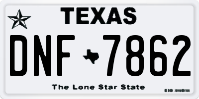 TX license plate DNF7862