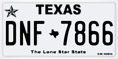 TX license plate DNF7866