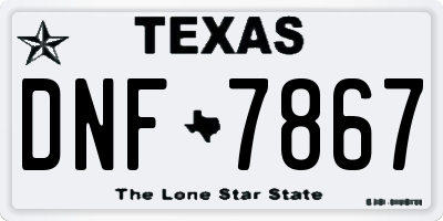 TX license plate DNF7867