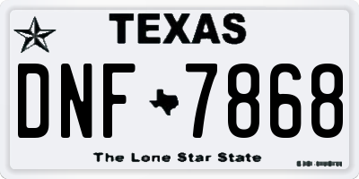 TX license plate DNF7868