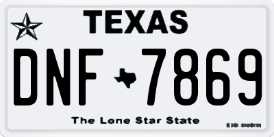 TX license plate DNF7869
