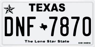TX license plate DNF7870