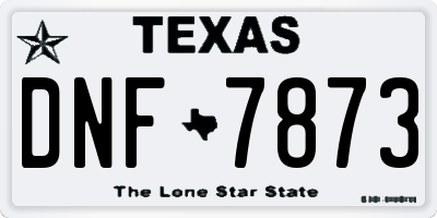 TX license plate DNF7873